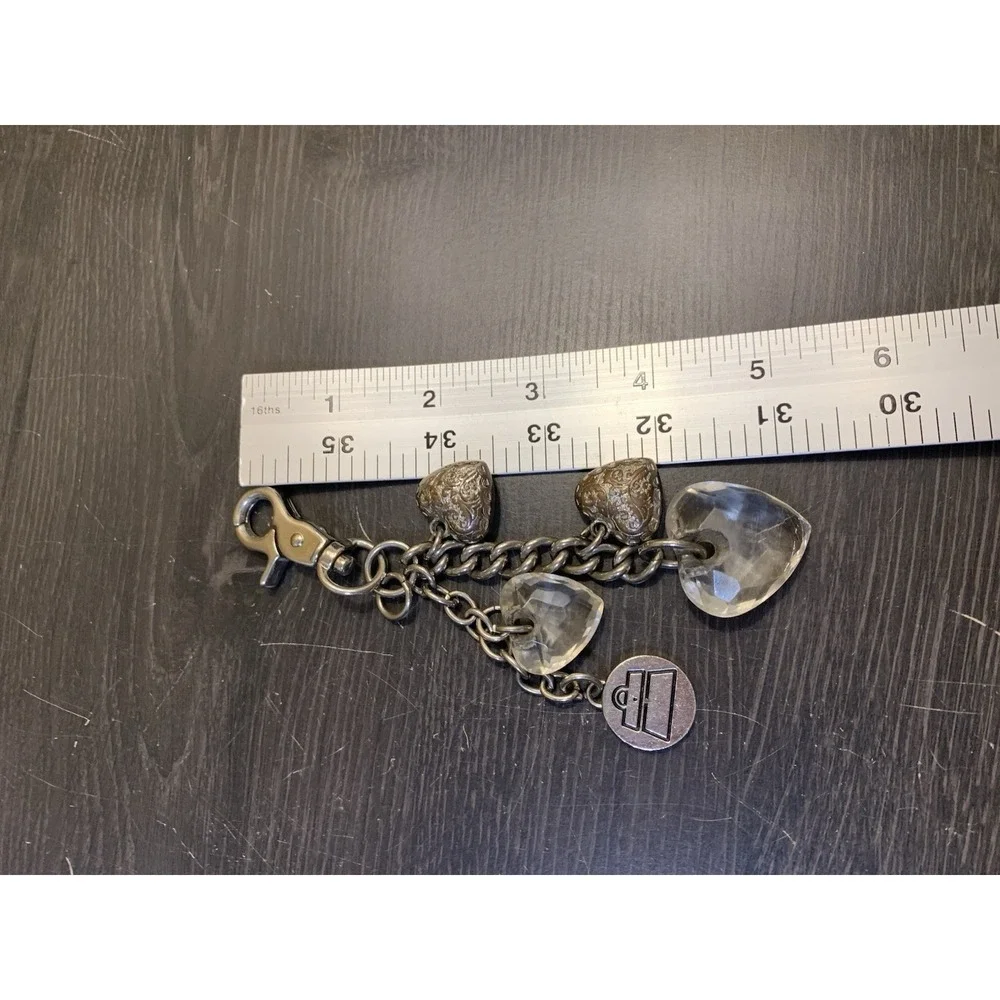 Chunky Kathy Van Zeeland Four Acrylic Hearts Silver Tone Purse Bag Charm